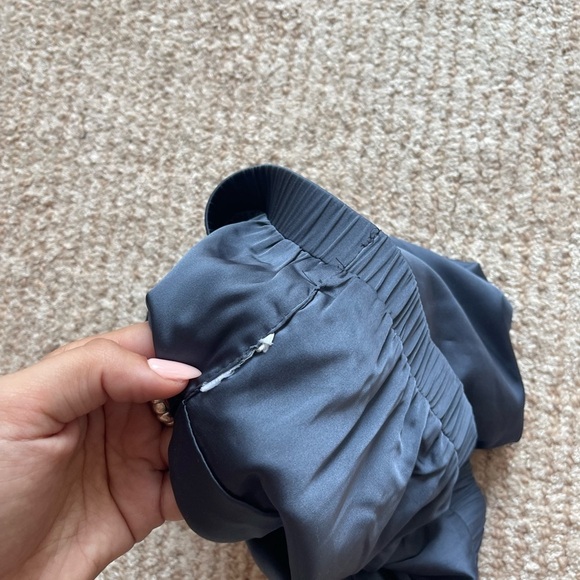 Super down Eileen Blue Satin Crop Top One Shoulder - Picture 8 of 8